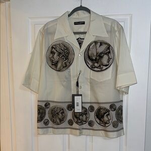 Dolce & Gabbana Beige and Black Coin Print Shirt
